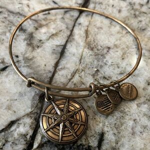 Alex and Ani Bronze Compass Charm Bangle - Gold-Tone